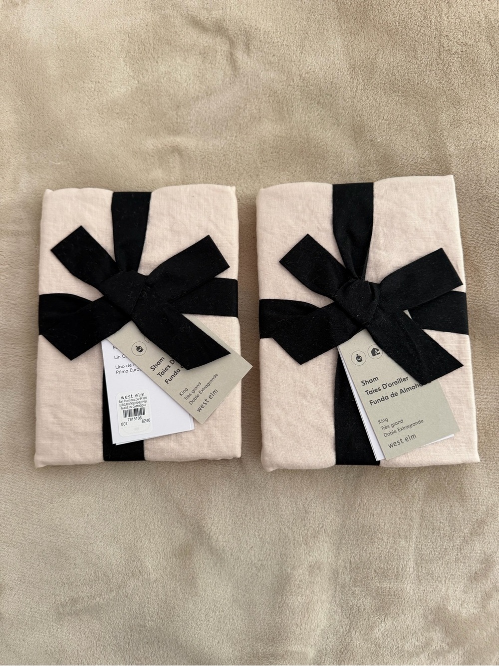 NWT - West Elm European Flax Linen King Sham, Shell Pink- Set of 2